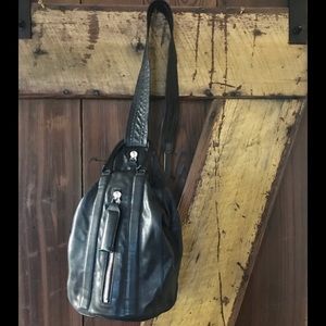 Rag & Bone Aston Convertible Sling Backpack, Black Leather